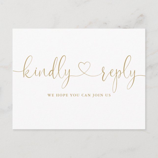 Gold Heart Script Song Request UAWG Einladungspostkarte (Vorderseite)