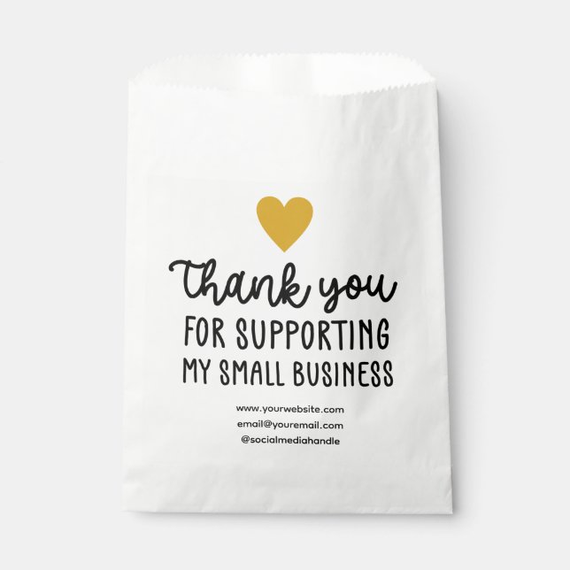Gold Heart Thank You Supporting Small Business Geschenktütchen (Vorderseite)
