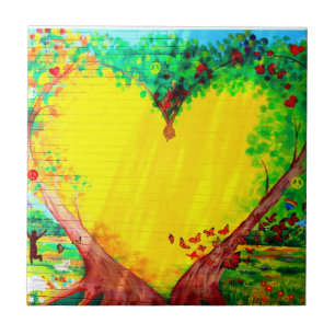 gold heart tile fliese