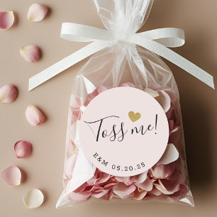 Gold Heart Toss Me Wedding Confetti Gefallen Runder Aufkleber