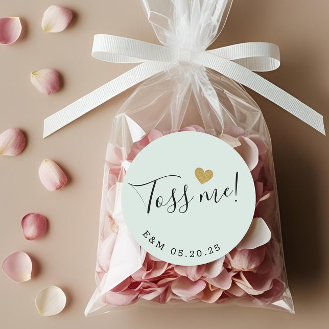 Gold Heart Toss Me Wedding Confetti Gefallen Runder Aufkleber (Von Creator hochgeladen)