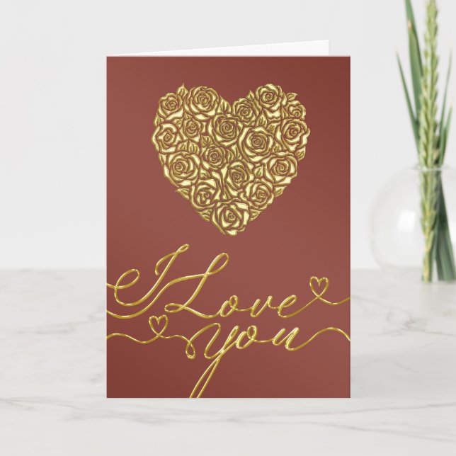Gold Heart Valentine Karte (Vorderseite)