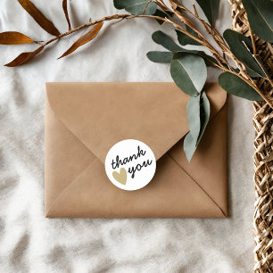 Gold Heart Vielen Dank Runder Aufkleber