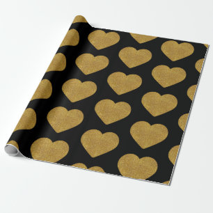 Gold Heart Wrapping Paper Geschenkpapier