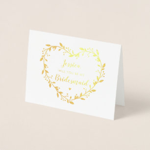 Gold Heart Wreath_Werden Sie meine Bridesmaid-Kart Folienkarte