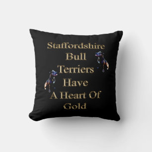 Gold Hearted Staffordshire Bull Terriers, Cushion Kissen