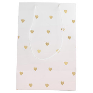 Gold Hearts Blush Pink Ombre Mittlere Geschenktüte