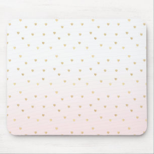 Gold Hearts Blush Pink Ombre Mousepad