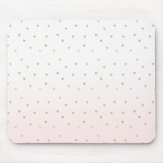 Gold Hearts Blush Pink Ombre Mousepad (Vorne)