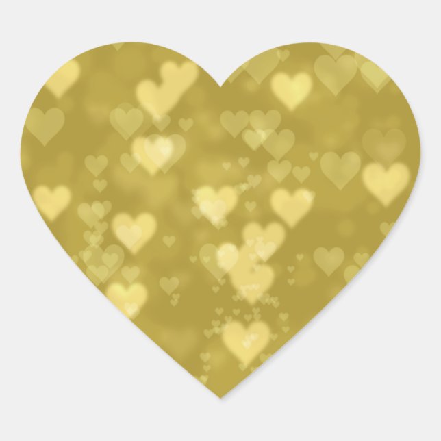 Gold Hearts Bokeh Herz-Aufkleber (Vorderseite)