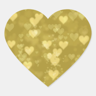 Gold Hearts Bokeh Herz-Aufkleber