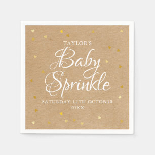 Gold Hearts Confetti Baby Sprinkle / Dusche Rustik Serviette