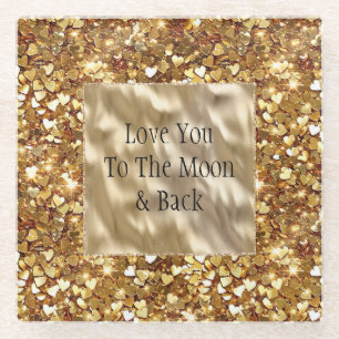 Gold Hearts Confetti Glasuntersetzer
