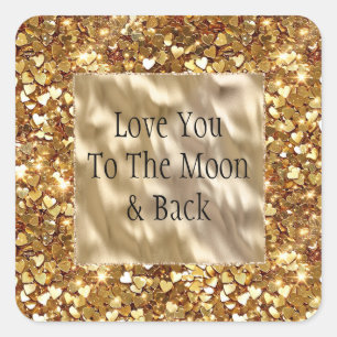 Gold Hearts Confetti Quadratischer Aufkleber