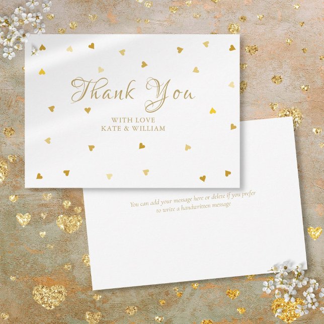 Gold Hearts Confetti Script Vielen Dank Dankeskarte (Gold Hearts Confetti Script Thank You)
