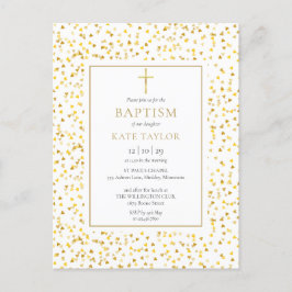 Gold Hearts Confetti Taufe Christening Einladungspostkarte
