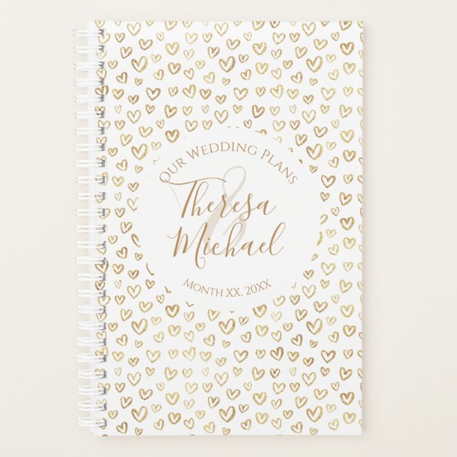Gold Hearts Custom Sprichwort Hochzeitsplaner Planer (Vorderseite)