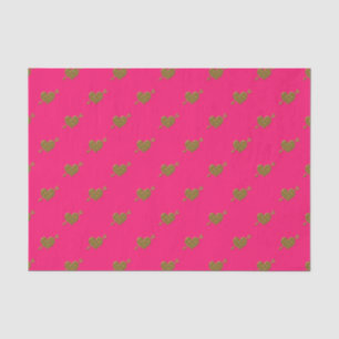 Gold Hearts-DUNK PINK TISSUE WRAP PAPIER