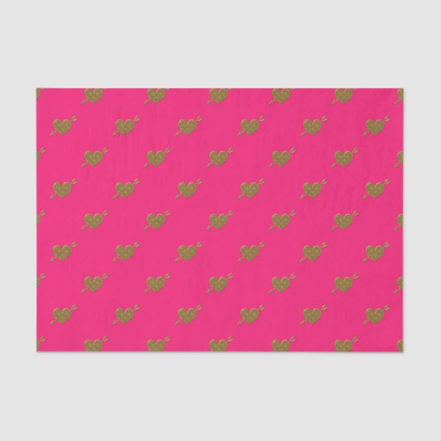Gold Hearts-DUNK PINK TISSUE WRAP PAPIER (Vorderseite)
