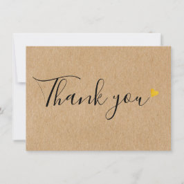 Gold Hearts Elegantes Script Rustic Kraft Dankeskarte