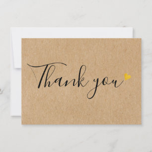 Gold Hearts Elegantes Script Rustic Kraft Dankeskarte