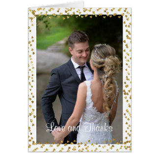 Gold Hearts Foto Hochzeit Vielen Dank Hinweis