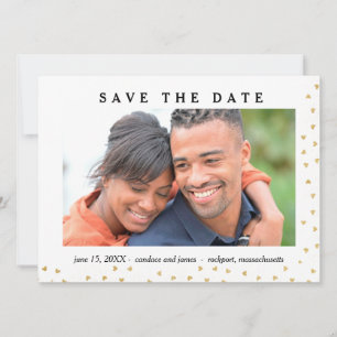 Gold Hearts Foto Save the Date Karte