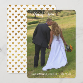 Gold Hearts Fotovorlage Hochzeit Vielen Dank Dankeskarte