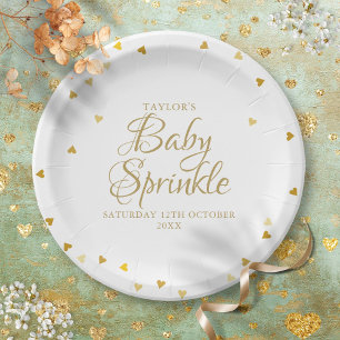 Gold Hearts Konfetti-Baby-Sprinkle / -Shower Pappteller