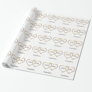 Gold Hearts Personalisiert Hochzeit Geschenkpapier