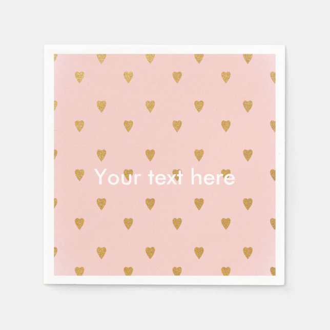 Gold Hearts & Pink Girls Geburtstagsparty Napkins Serviette (Vorderseite)