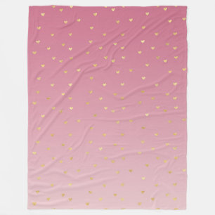 Gold Hearts Pink Ombre Fleecedecke