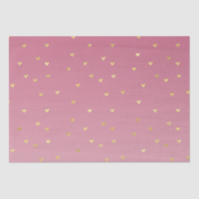Gold Hearts Pink Ombre Seidenpapier (Vorderseite)