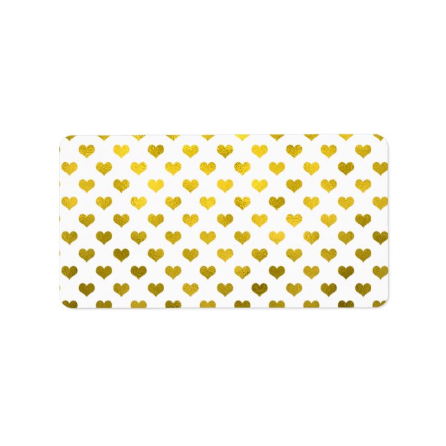 Gold Hearts Polka Dot Herz Metallisches Muster Adressaufkleber (Vorne)