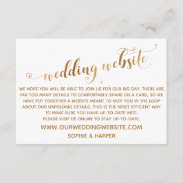 Gold Hearts Script auf der White Wedding Website Begleitkarte