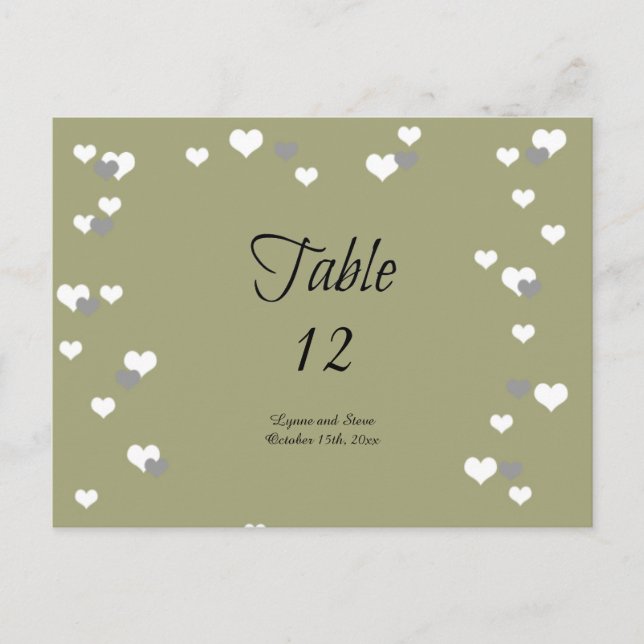 Gold Hearts Table Cards Postkarte (Vorderseite)