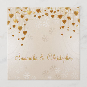 Gold Hearts und Schneeflocken II Hochzeit Einladung