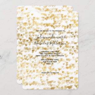 Gold Hearts Wedding Invites Einladung