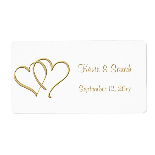 Gold Hearts Wedding Labels (Vorne)