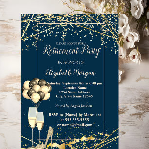 Gold-Heels, Glas, Ballons, blaue Schiffshypothesen Einladung