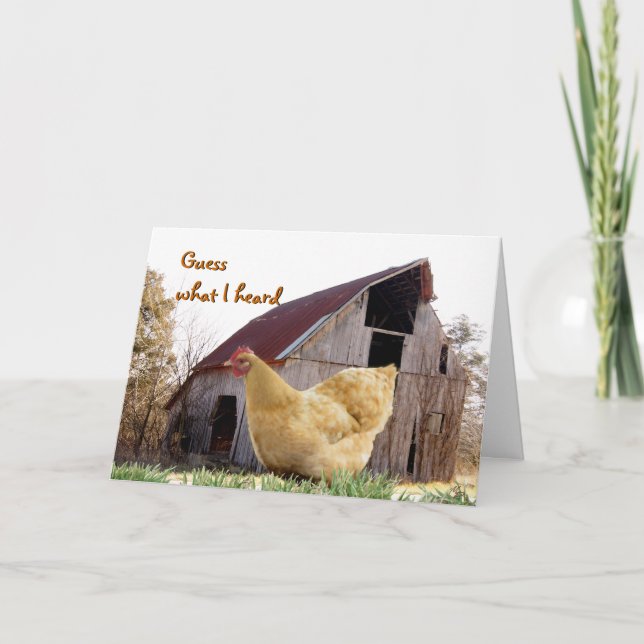 Gold Hen and Old Barn - customize any chance Karte (Vorderseite)