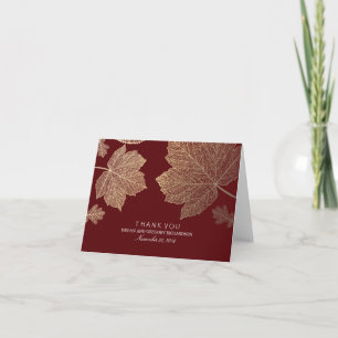 Gold Herbstlaubs Burgundy Wedding Vielen Dank Dankeskarte