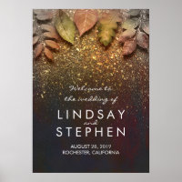 Gold Herbstlaubs Glitzer Hochzeitszeichen