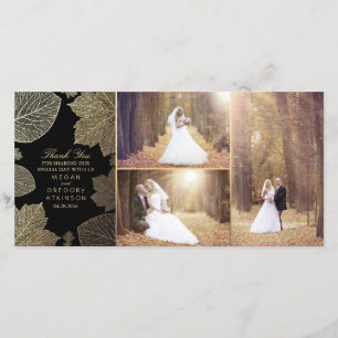 Gold Herbstlaubs Wedding Foto Vielen Dank Dankeskarte