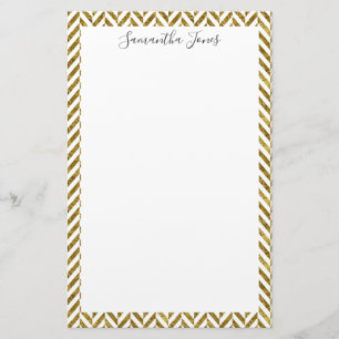 Gold Herringbone-Muster   PERSONALISIERT Briefpapier
