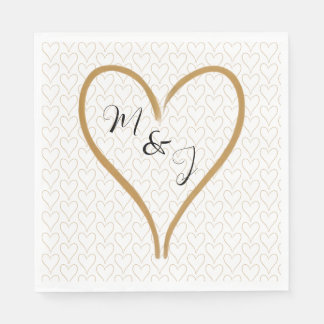 Gold Herz Elegante Hochzeitsserviette Serviette