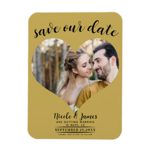 Gold Herz Foto Hochzeit Save the Date Magnet