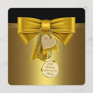 Gold Herz Goldene Hochzeit 50. Hochzeitstag Party Einladung