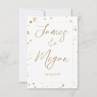 Gold-Herz-Karten zur Vorabanzeige des Hochzeitster Save The Date