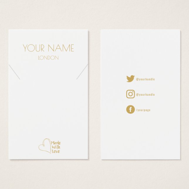 Gold-Herz-Kette oder Armband-Grafikkarte (Vorne & Hinten)